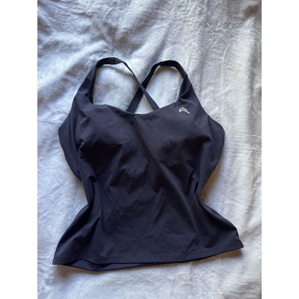 Oner Active Womens Blue Strappy Athletic Tank Top Built In Bra Size Tag Missing